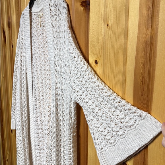 Woman’s Matilda Jane Cream Open-Knit cardigan Sweater with 3/4 sleeves - Picture 2 of 3